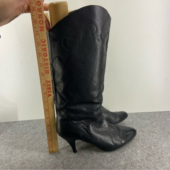 Buttery Soft Black Leather Western Cowboy Heeled Boots Women’s Size 9 - Picture 7 of 12